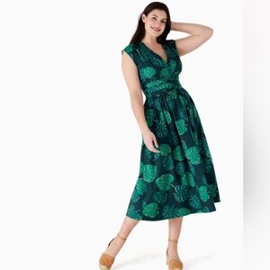 kate spade Green Leaf-Print Midi Dress